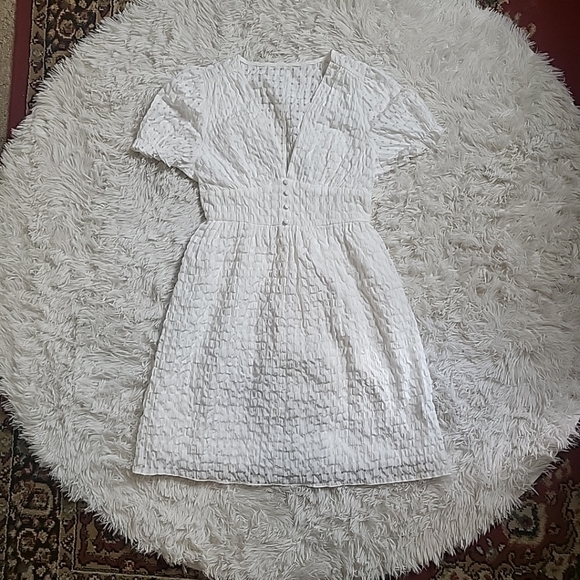 *SOLD* White Semi Sheer White Crinkly Picnic Girly Coquette Babydoll Dress - S - Picture 15 of 15